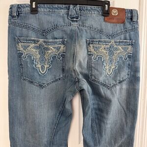 Antik Denim Jeans Mens 38x34 Bootcut Embroidered Y2K Distressed Made USA